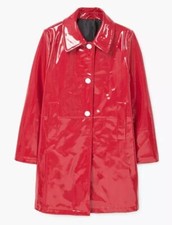 Women's Trench Vinyl Shiny Gothic Coat Pvc Emo Top Quality Faux Leather Red Coat