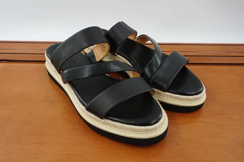 Splendid Fara Mujer Talla 9.5 Zapatos Cuero Negro Alpargata Plataforma Sandalias Foto 3 de 4