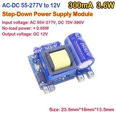 3.6W AC-DC 110V 220V to 12V Step-Down Module Isolated Power Switch Converter