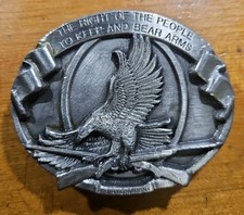 Vintage Bergamot Brass Belt Buckle Right To Bear Arms Eagle 1994 2nd Amendment