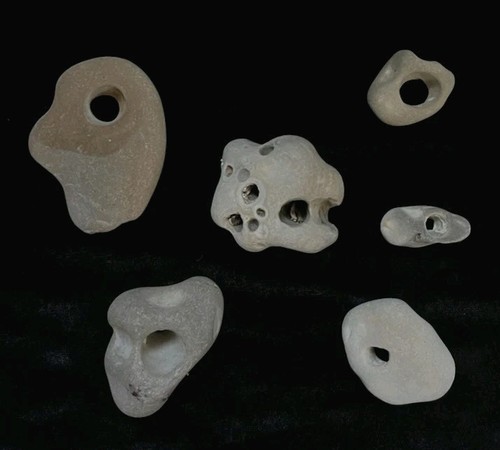 Hag Stone, Fairy Stone, Hex Stone, Naturally Formed, Beach Rock with Hole, Lot - Picture 2 of 2