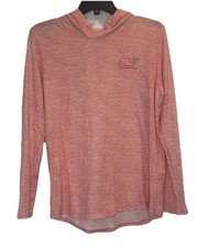 Vineyard Vines Women  s Pink Heathered Whale Logo Hoodie Long Sleeve Shirt Sz S