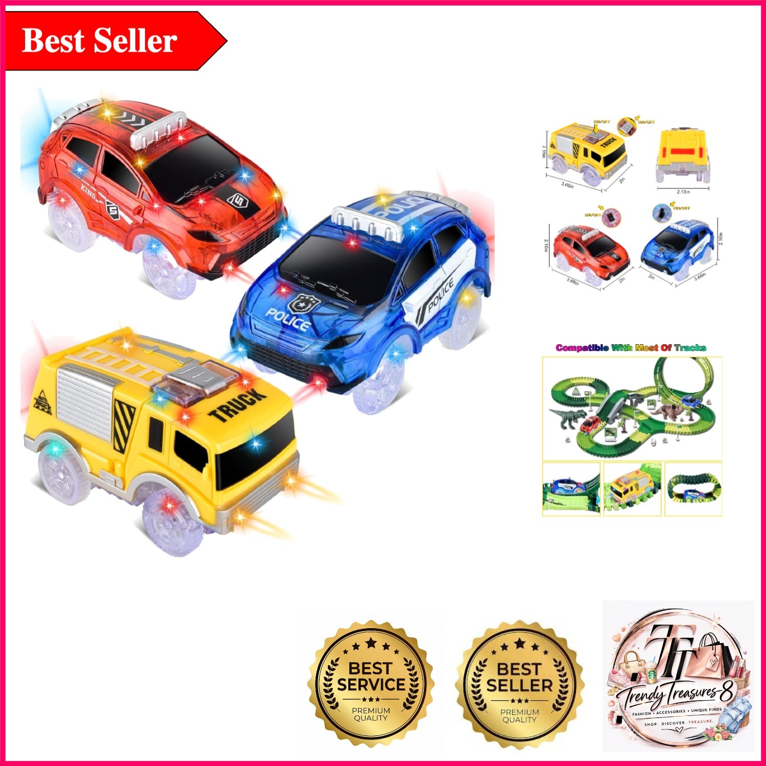 GlowTrack Aeroblitz Set: LED Light-Up Replacement Cars for Imaginative Racing - Thumbnail 1