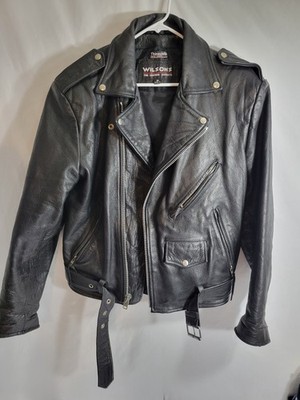Wilsons Leather heavy black motorcycle jacket featuring Thinsulate insulation. M