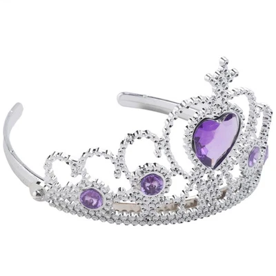 Femme Mariage Faux Strass Tiare Couronne Bandeau Ton Argent Violet W1R48976 - Photo 1/4