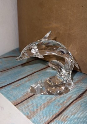 Swarovski Crystal Dolphin Figurine   Clear Crystal Wave Dolphin 