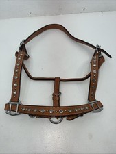 New Light Oil Brown Leather Jewl Bling Full horse Show Halter 3C-17