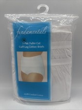 NOS 3 Pk Vtg Sears Fundamentals Cotton Briefs Panties Granny White Sz 10 Sissy 