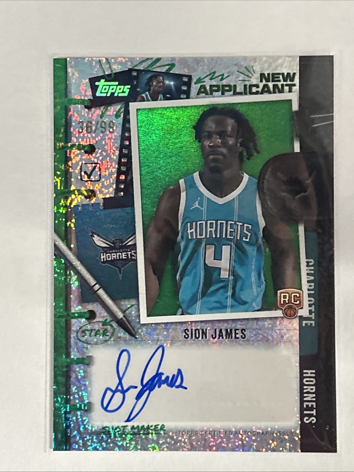 2025-26 Topps - New Applicants Autographs Sion James #NA-SJ (AU, RC) Green /99