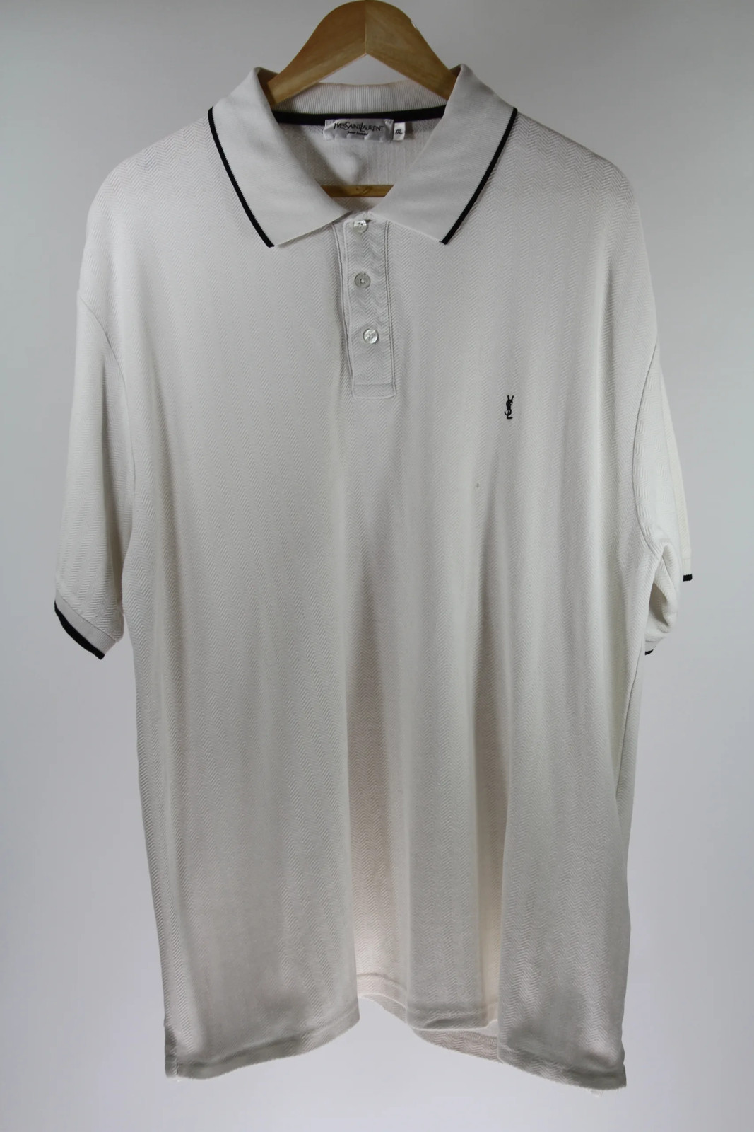 SAINT LAURENT Polo a maniche corte YSL bianca XXL