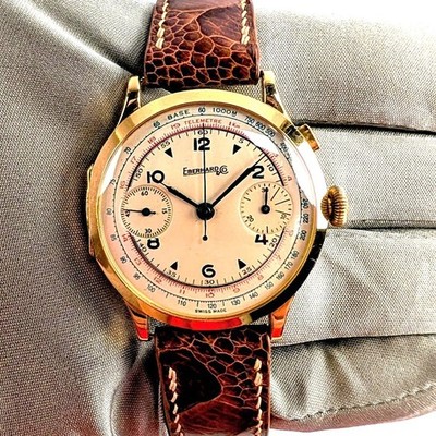 Eberhard & Co.  Pre-Extra Fort Monopusher Vintage 18K Yellow Gold Chronograph
