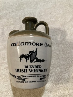 Tullamore Dew Blended Irish Whiskey Jug Empty No Stopper Green Bottle AS IS