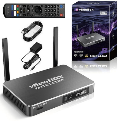 vSeeBox Elite Ultra Android TV Box, 8K Streaming Player with Backlit Remote