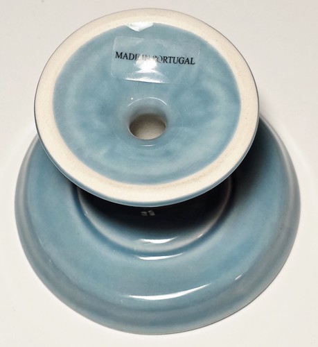 4.5" Blue Pottery Barn Mini Cupcake Pedestal Stand Candle Plant Vtg Original Box - 第 3/6 張圖片