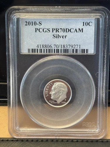 A 2010-S  Silver PCGS PR 70 DCAM Roosevelt Dime Silver Coin NR