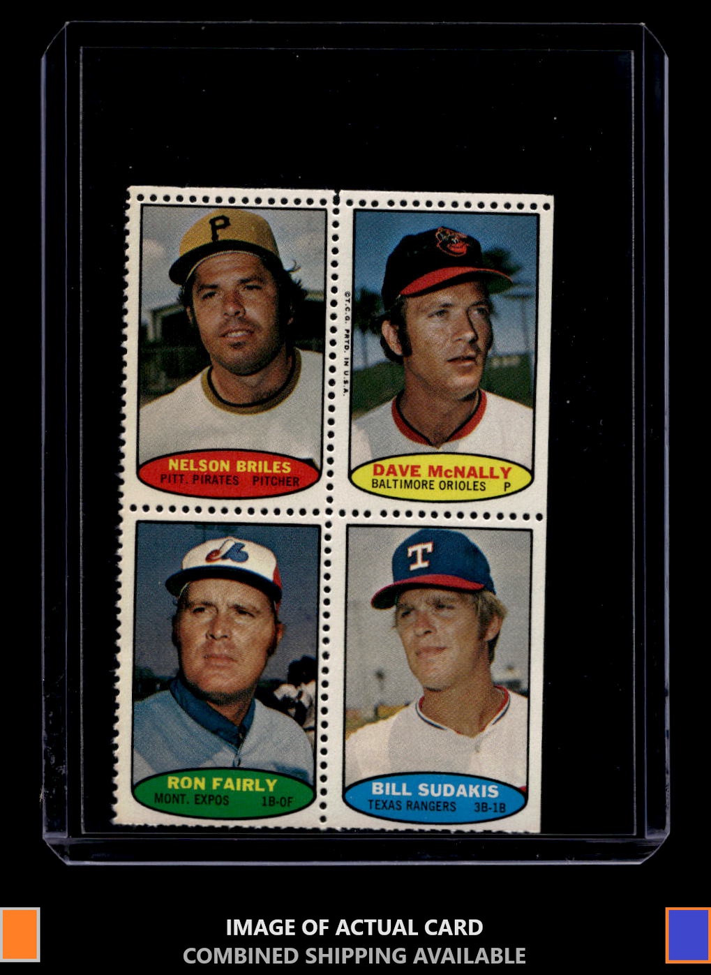 1974 Topps Stamps Dave McNally Ron Fairly Sudakis Nelson Briles Panel NM