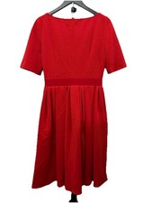 NWT Prada Red Fit & Flare Dress IT 38 Under Arm Zip Belted Made in Italy