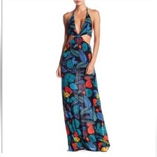 NWT RAGA Anthro Punta Uva Cutout Maxi Dress Boho Festival Vacation Tropical M