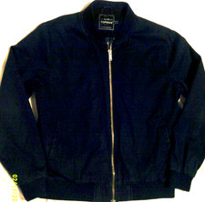 LARGE MEN'S TOPMAN NAVY BLUE LIGHTWEIGHT BOMBER FULL ZIP JACKET.SIZE LARGE