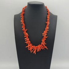 Vintage Red Branch Coral Necklace Bamboo Coral Barrel Clasp Bib Boho Southwest