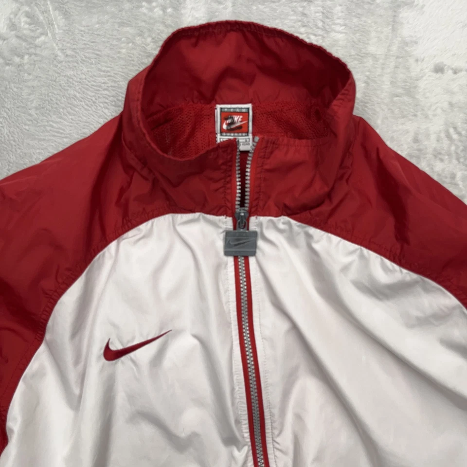 Nike Vintage Rare Windrunner Windbreaker Jacket Size Large Red White Nylon Glanz - Image 4 of 4