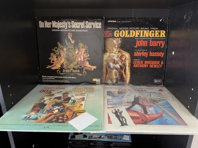 Lot of 4 - Original James Bond 007 Soundtrack LP's - 1960s-1980s VG