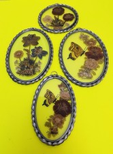 VTG Set of 4 Lasting Impressions Suncatcher Dried Press Flowers In Pewter Frame