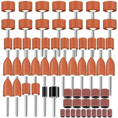 64Pcs Sanding Bits for Dremel Rotary Tools, 1/8'' Shank Aluminum Oxide Grinding S