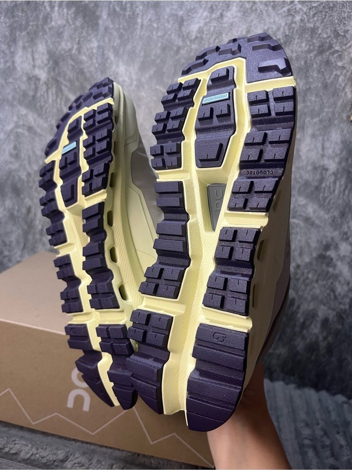 On Cloud Cloudhero Waterproof Trail Shoe - Light Gray & Pale Yellow unisex image 3