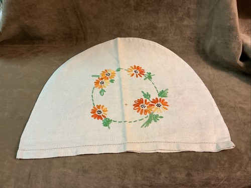 Circuit 1930S Hand Embroidery Work Chair Back Cover Toaster Cover Linen Floral