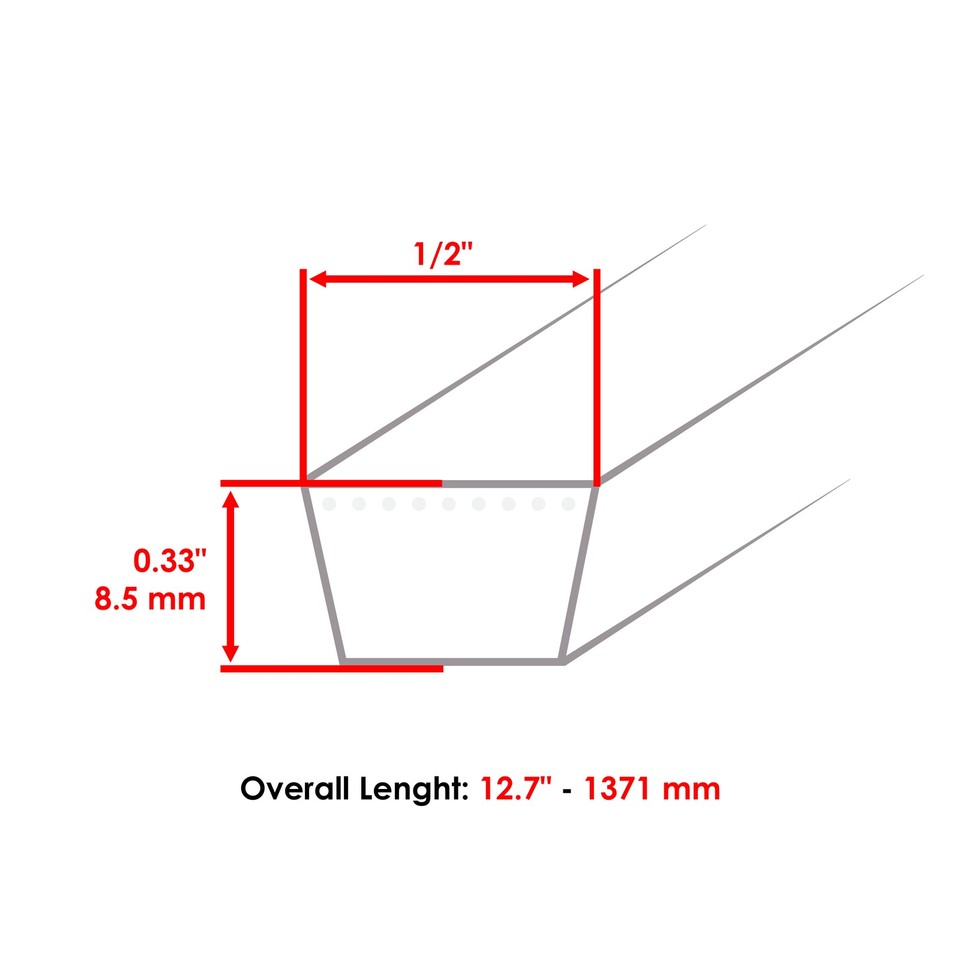 Replacement V-Belt For Murray Mowers 37X57, 037X57MA, 37X50 - 1/2" X 54" Outside Circumference