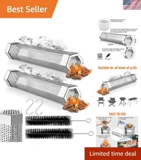 Stainless Steel Pellet Smoker Tube with Hooks: Perfect for Hot & Cold Smoking