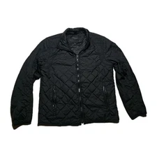 Marc Anthony Men's Medium Puffer Jacket Solid Black Zip Winter Coat 