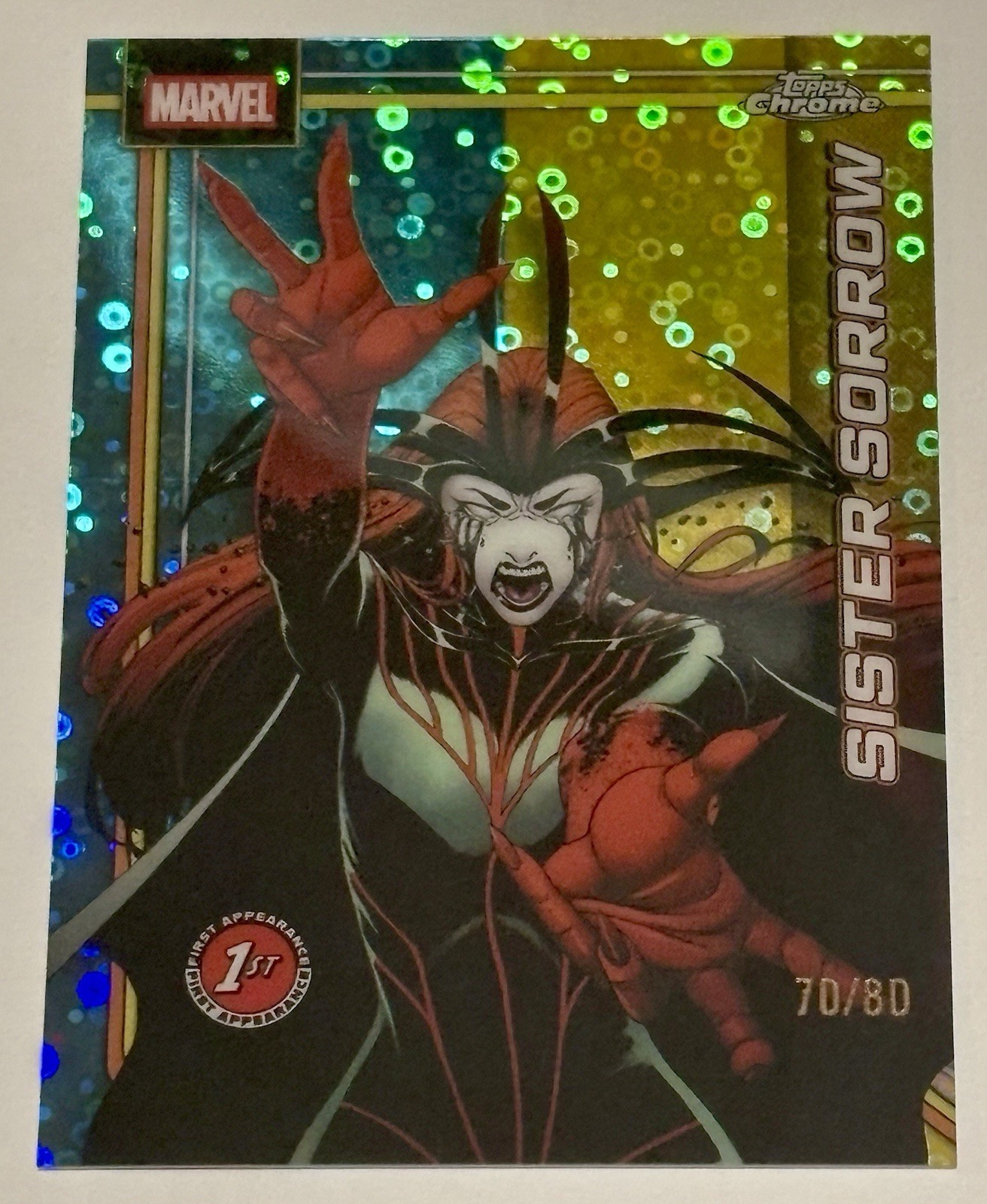 2026 Topps Chrome Marvel Sister Sorrow Dazzlers Rhythm /80 #159 1st App SP 70/80