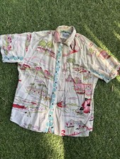 VINTAGE Jams World Florida Hawaiian Shirt Mens Size L AOP Rayon Made in USA READ