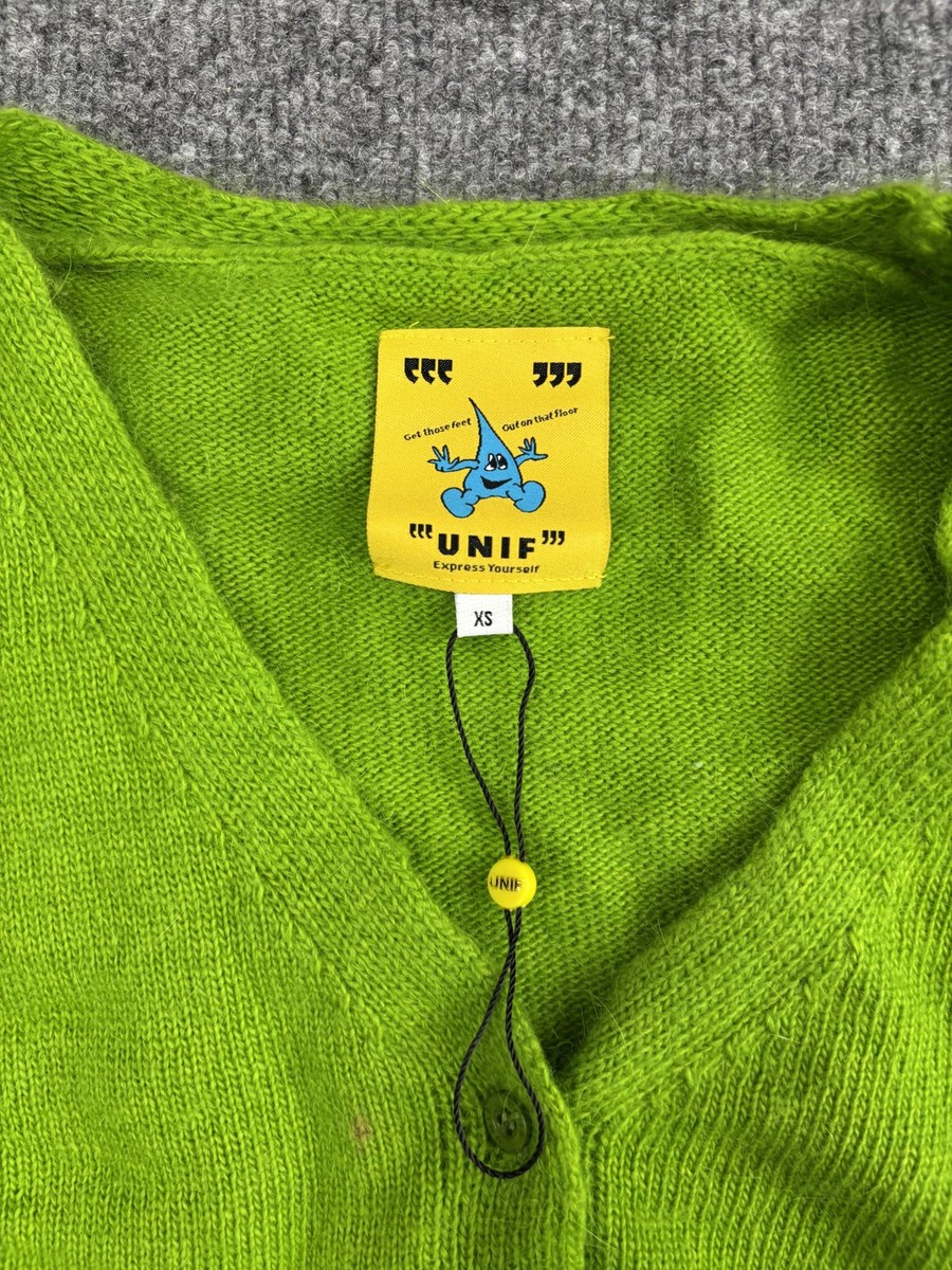 UNIF ニット UNIF Sweater Womens XS Green Cropped Cardigan Knit Button Up Long