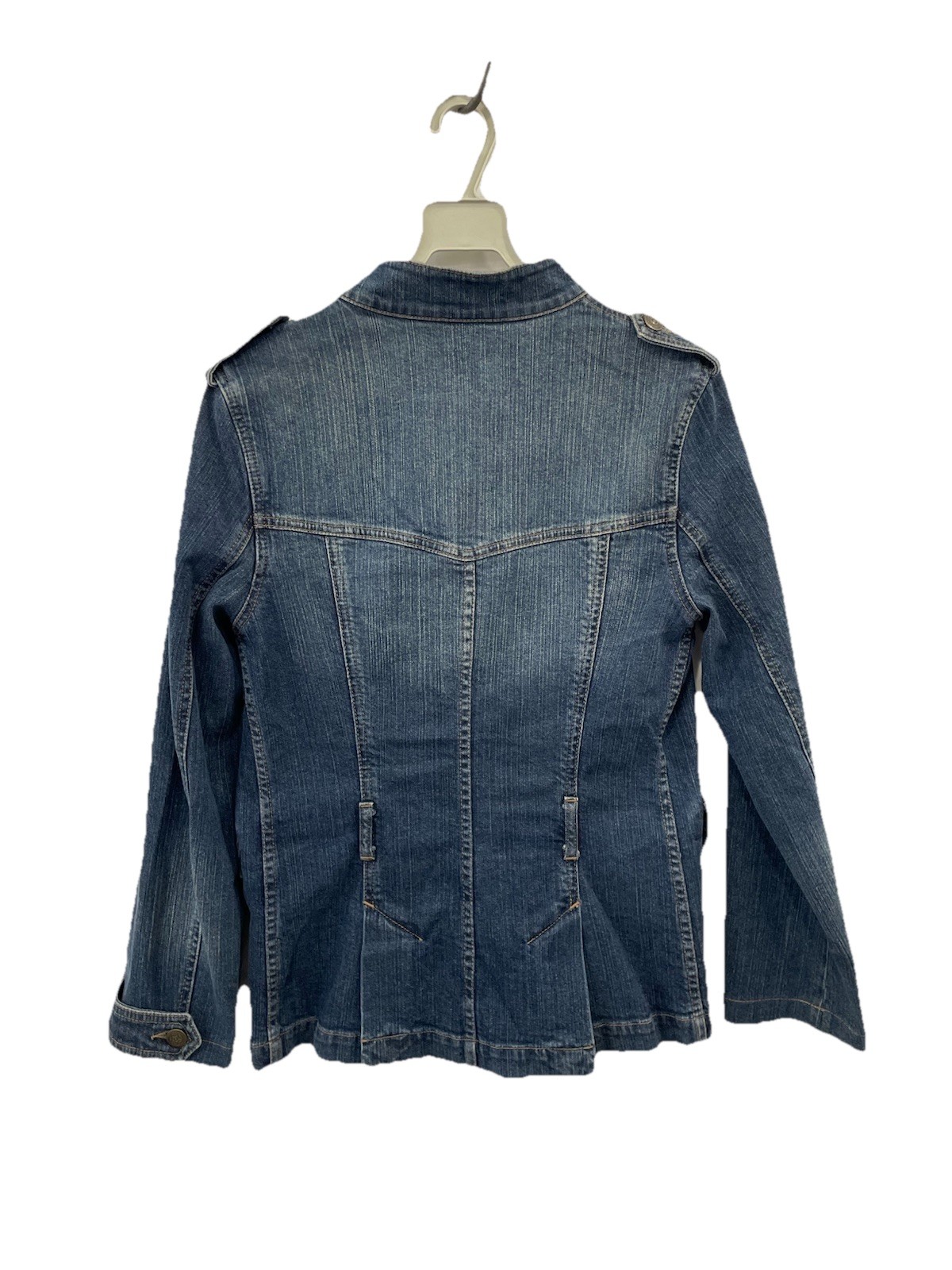 S0#Burberry London Denim Jacket Womens US 8 IT 42 Blue Jean Cotton Stretch Nova image 2