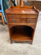 Vintage Antique Style Brown Wood Cabinet with Drawer & Pull Out Shelf Bedside