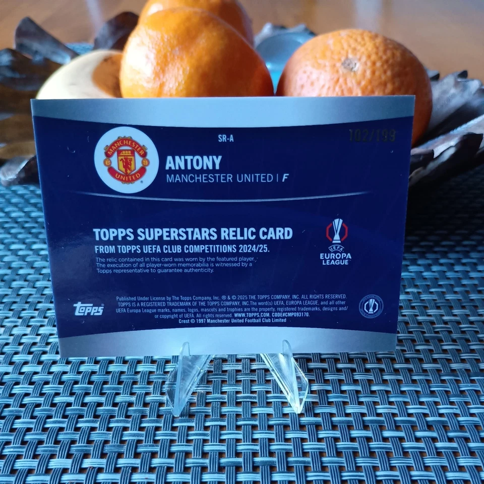 Topps UCC Antony Player worn Patch numbered /199 Manchester United Relic(damage) - Image 3 of 3