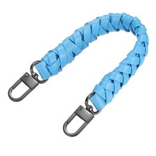 Braided Purse Handle, 1Pc 31cm/12.2" Short Blue Leather with Black Buckles