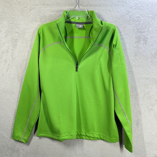 Salomon, Salomon Womens XL Lime Green Waffle Knit Quarter Zip Pullover Active Top 4791