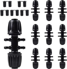10 Pcs 1/2 Inch to 1/4 Inch Drip Irrigation Fittings - Barbed Reducing Tee Co...
