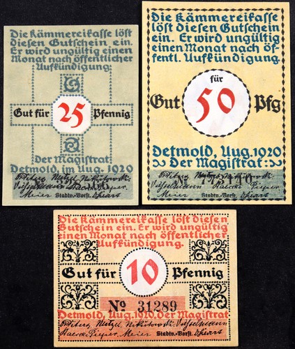 DETMOLD 1920 "Uniformed Soldier w/Bayonet Rifle" Complete Series German Notgeld - Picture 2 of 2