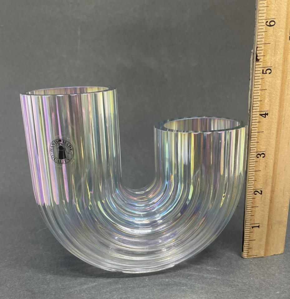 "Florero de vidrio Iridiscente con codo de vidrio J IKEA RÄFFELBJÖRK 4,75""" Foto 2 de 4