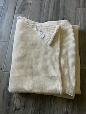 Whisper Organic Waffle Full/Queen Cotton Blanket Cream/soft yellow