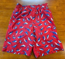 OP Ocean Pacific Swim Trunks Boys Large 10-12 Bright Pockets Lined Sharks