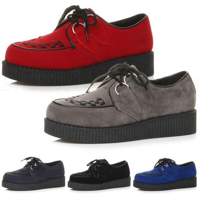 Mens lace up grunge goth punk rockabilly brothel creepers teddy