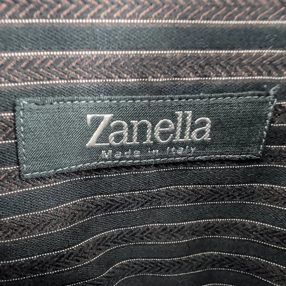 Vintage Zanella Long Sleeve Striped Outdoor Button Up Shirt Brown Black Size M - Image 4 of 4