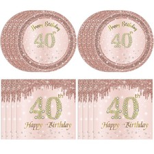 40th Birthday Decorations for Women Rose Gold Forty Year Old Party Supplies I...
