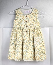 Sweet Honey Boutique Yellow Floral Tunic Dress Ruffles Lace Cotton Linen Size 5Y
